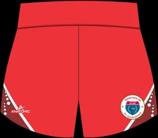 Red elite running shorts with crest